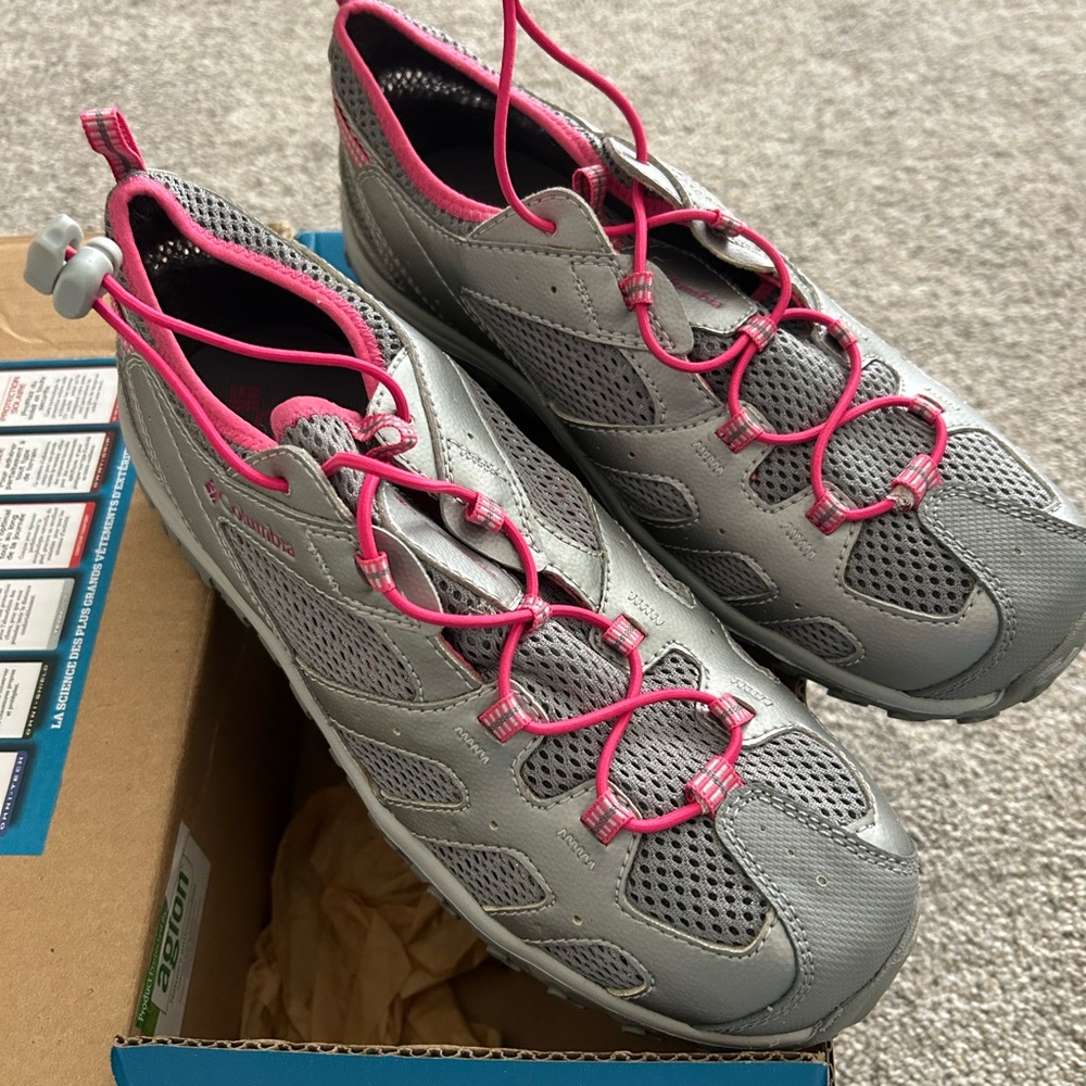 Columbia Gray and Pink Athletic Shoes with Bungee Lacing
